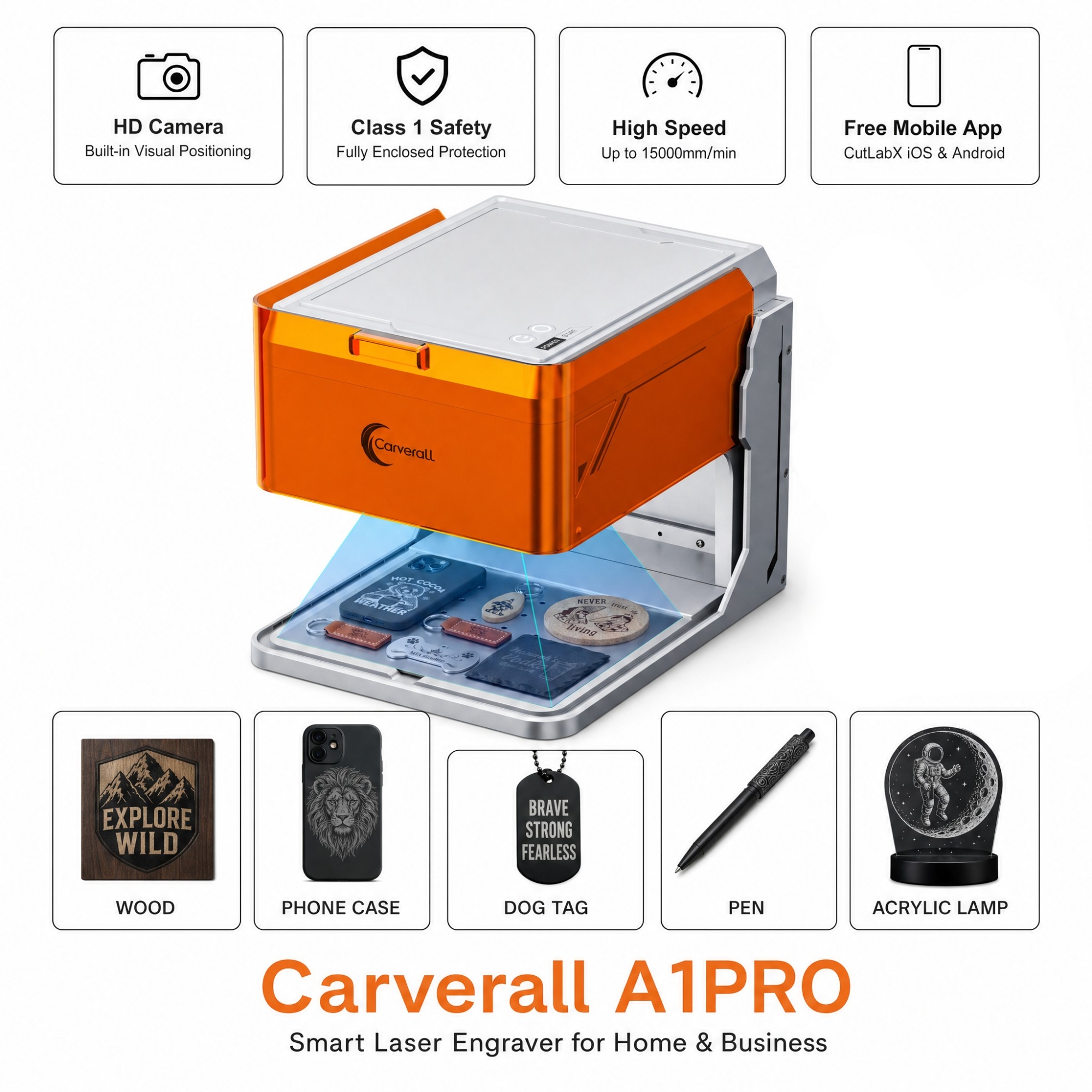 Industrial Laser Cutting Machine - Carverall A1PRO Desktop Laser Engraver and