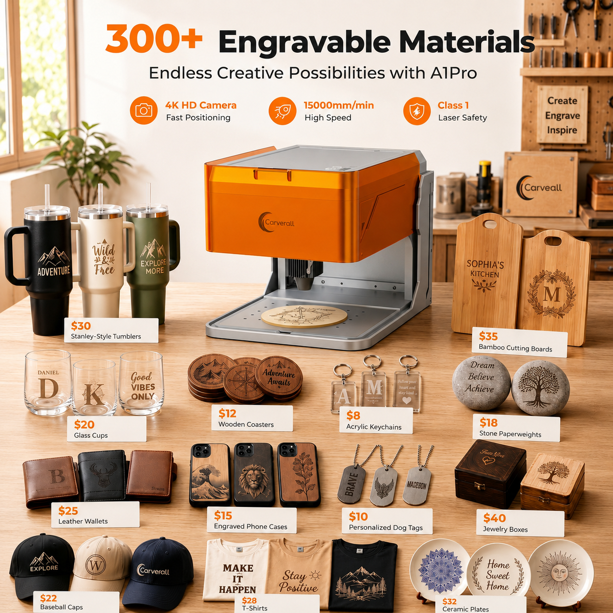 Carverall A1PRO Desktop Laser  - đánh giá và giá Industrial Laser Cutting Machine