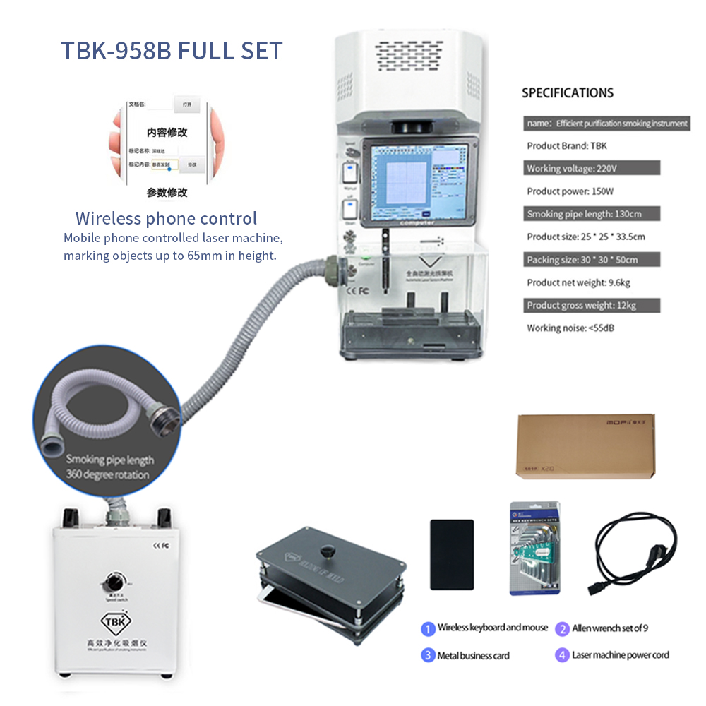 TBK 958B Full Set Laser Back G - đánh giá và giá Fume Extractor Laser