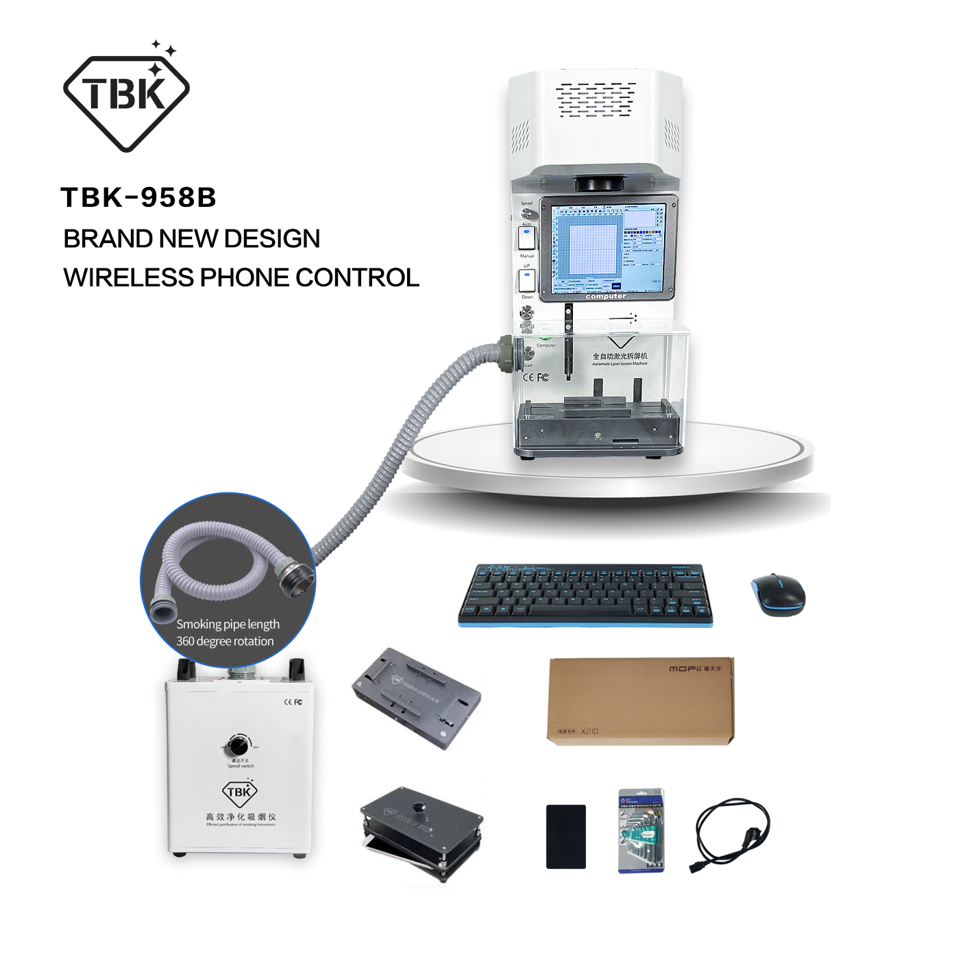 TBK 958B Full Set Laser Back G - đánh giá và giá Fume Extractor Laser
