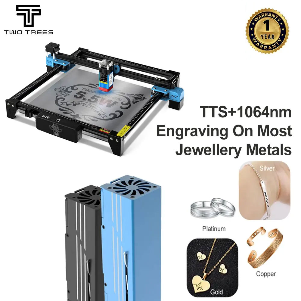 TWOTREES TTS-55 Laser Engravin - đánh giá và giá Air Assist Pump Laser