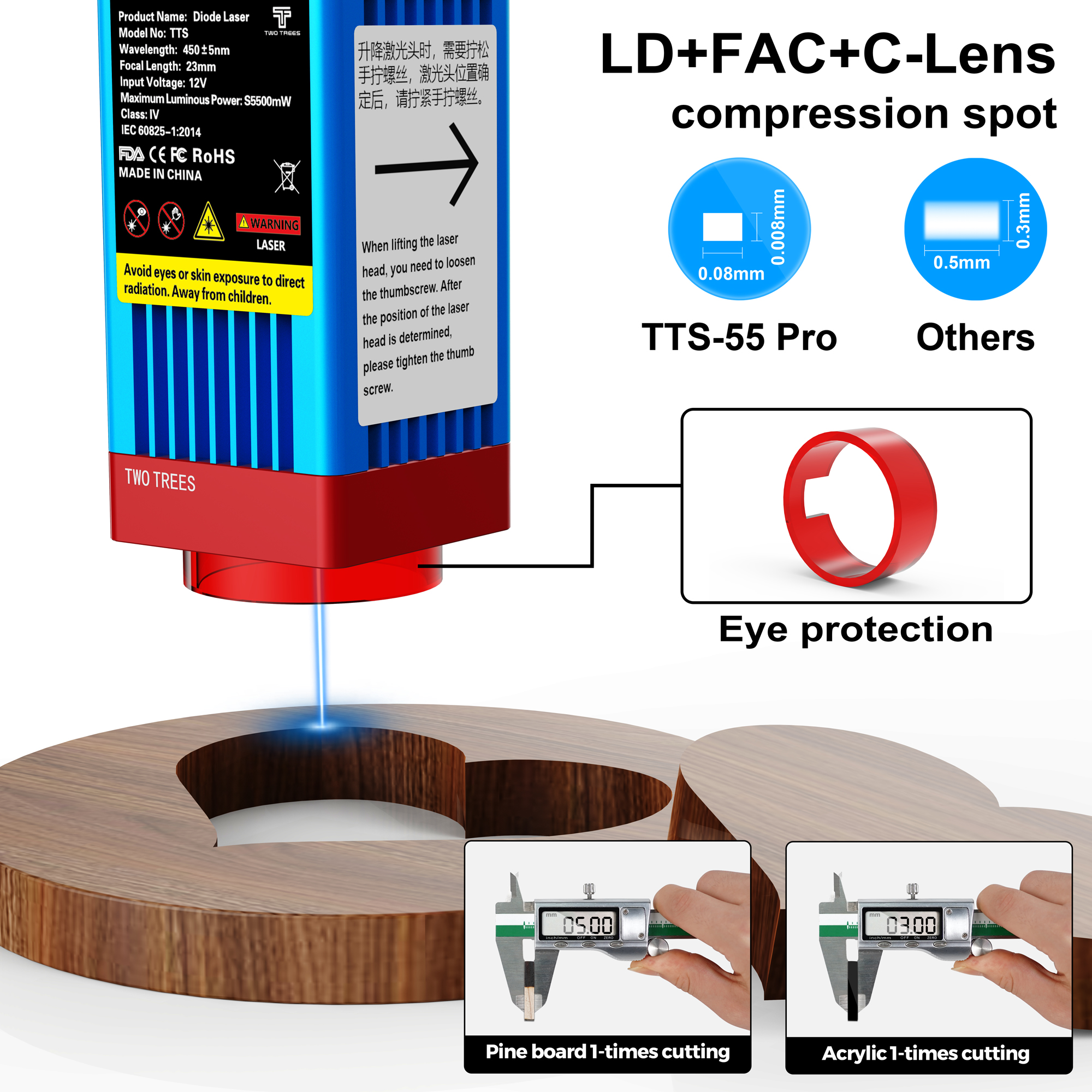 TWOTREES TTS-55 Laser Engravin - đánh giá và giá Air Assist Pump Laser