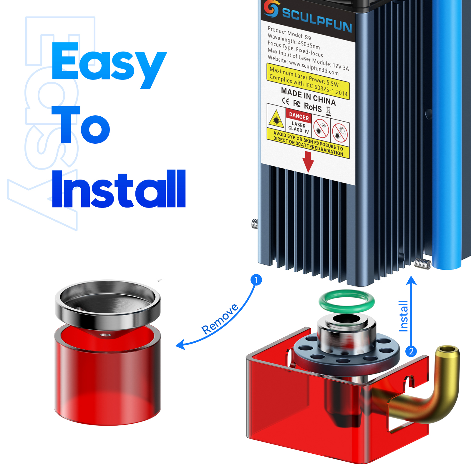 SCULPFUN S9 Air Assist Nozzle  - đánh giá và giá Air Assist Pump Laser