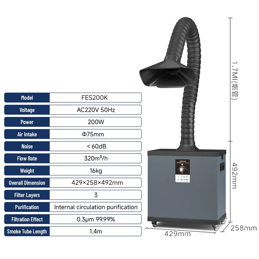 KNOKOO 200W Industrial Dust Fi - đánh giá và giá Fume Extractor Laser