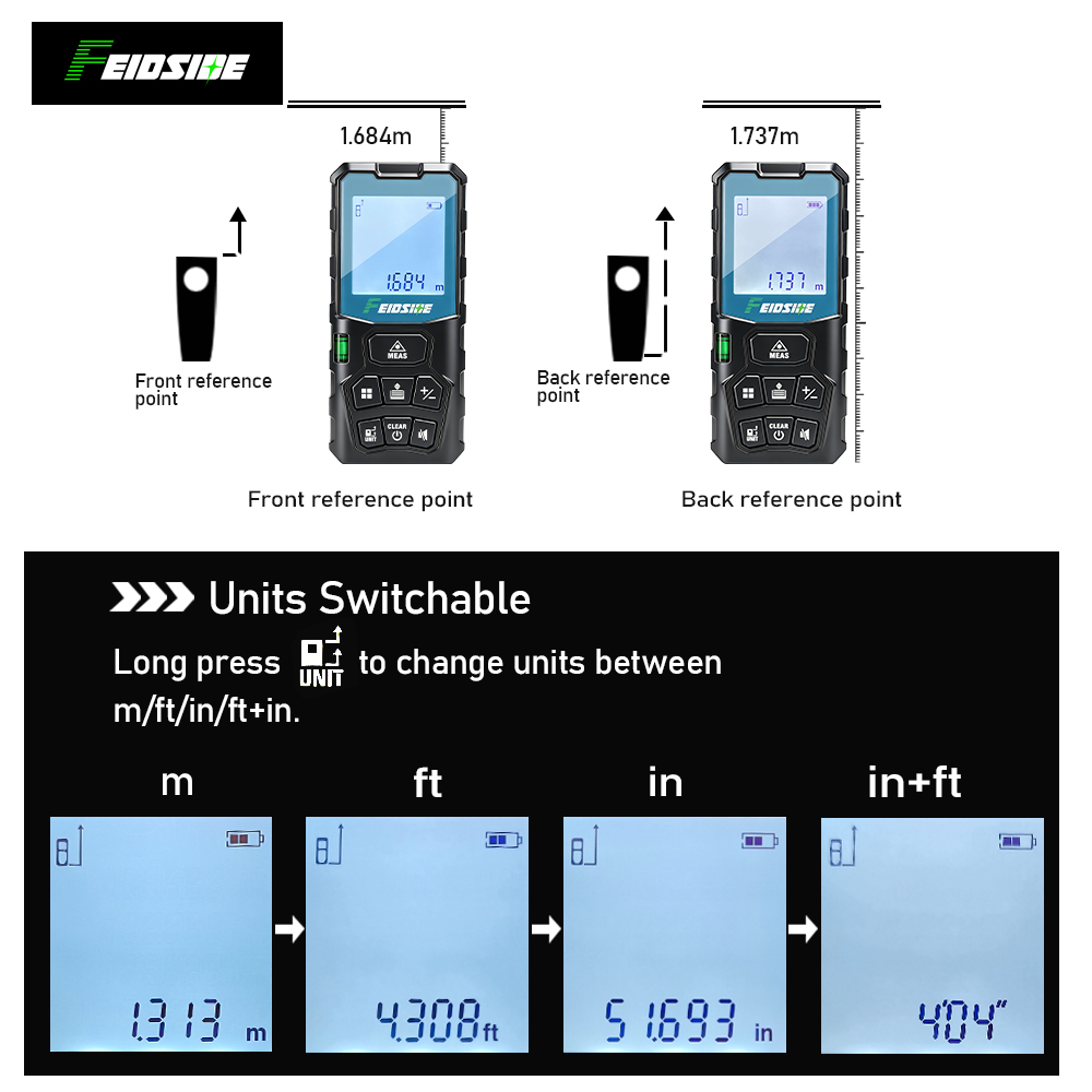 FEIDSIDE 50M/120M Handheld Las - đánh giá và giá Industrial Laser Rangefinder