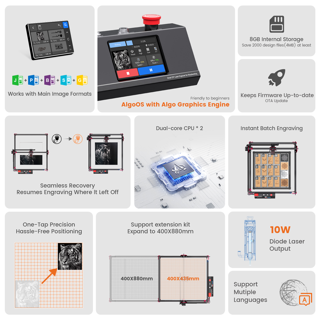 AlgoLaser DIY KIT MK2 10W Lase - đánh giá và giá Industrial Laser Cutting Machine